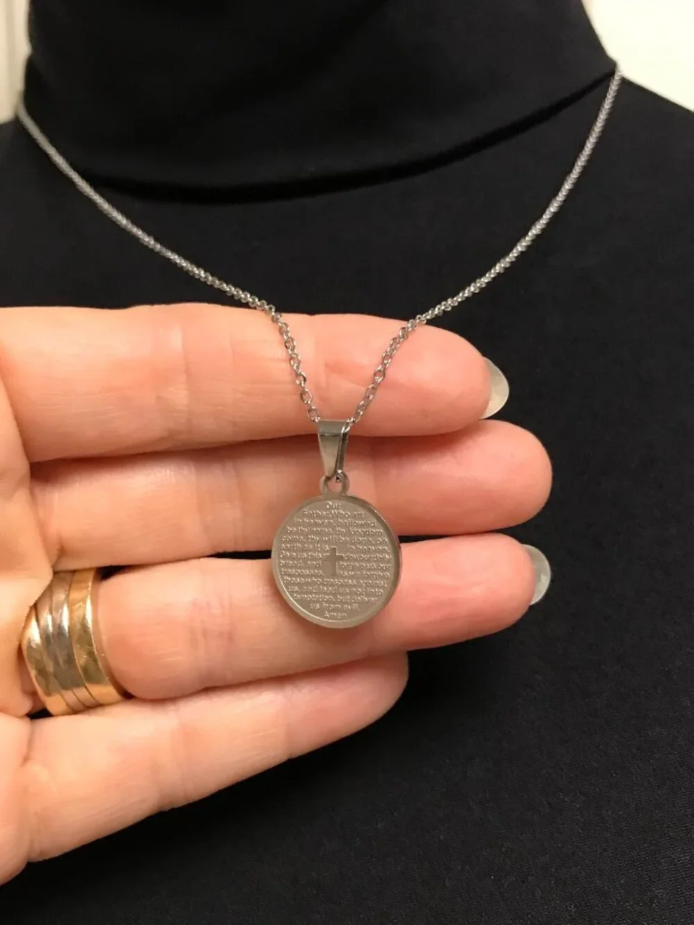 Lord's Prayer Pendant Necklace + Stainless Steel 18-inch Chain NEW